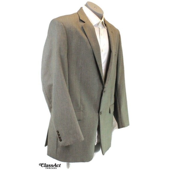 IZOD Blazer Sport Coat Suit Jacket Gray Checked Business Men's 44L - Picture 2 of 8